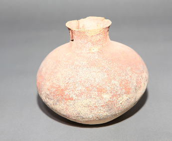 双耳红陶圆腹罐