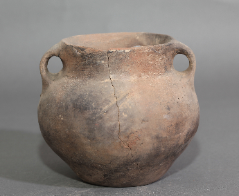 泥质黑陶双耳罐