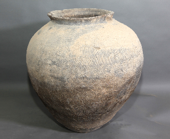 侈口细泥灰陶翁