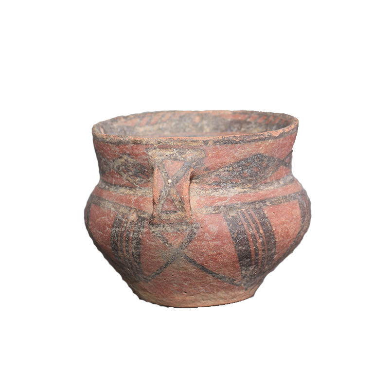 三角纹双耳彩陶罐